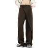 Naila™ | Asymmetric casual trousers - Dark brown Xiala / XS