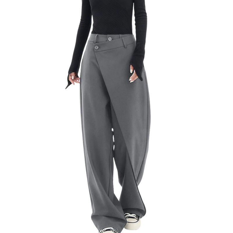 Naila™ | Asymmetric casual trousers - Grey Xiala / XS