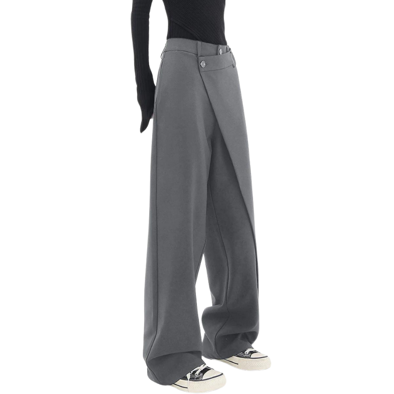 Naila™ | Asymmetric casual trousers - Black Xiala / XS