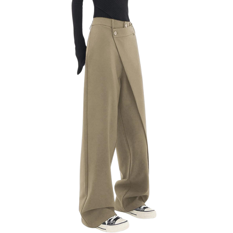 Naila™ | Asymmetric casual trousers - Black Xiala / XS